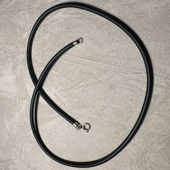 14.5” Black Cord Necklace - Minimalist | Unisex 925 Silver Clasp | Pendant Ready - Picture 6 of 16